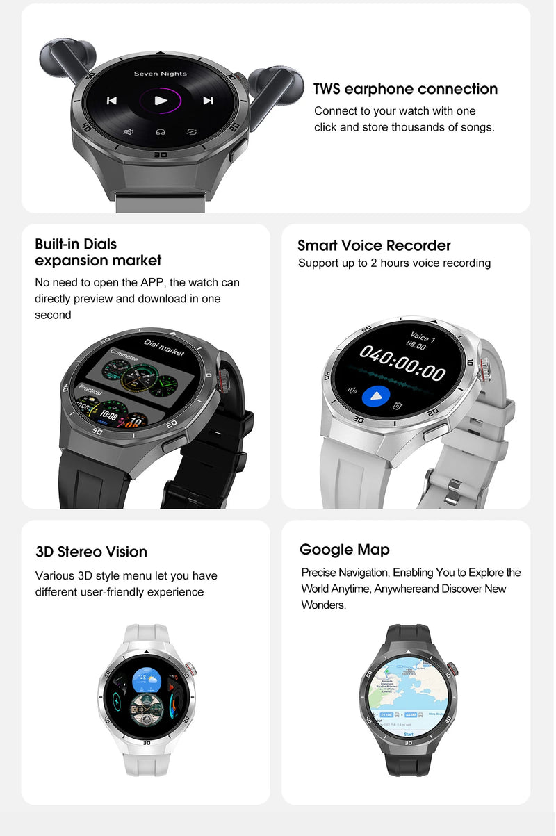 2025New Watch 5 Ultra Smart Watch 4GB Memory GPS Local Music TWS Earphones Fitness Tracker Health Smartwatches For Android iOS