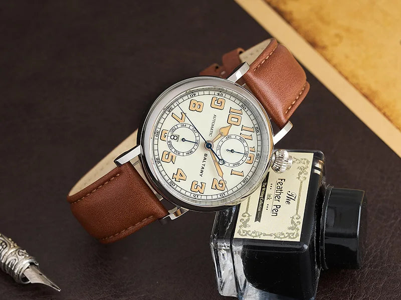 Baltany 2024 New 1935 S6047 Retro Men's Automatic Mechanical Watch Luxury Sapphire Waterproof 5Bar Super Glow C3 releoj hombre w