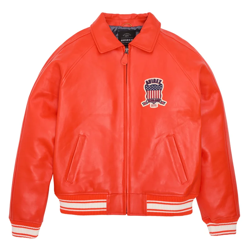 Europe US plus size Men Hip Hop Sheep skin Varsity Jacket Embroidered Diamond Classic Casual Sport genuine leather Coat clothing