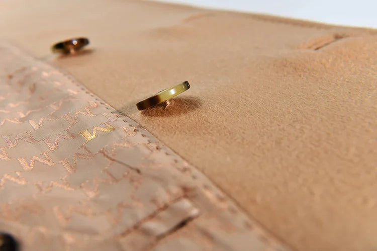 Women 100% Wool Coat For Winter Elegant Beautiful High Grade Brand Blends Double-breasted Office Woolen Overcoat XS With Belt