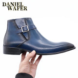 Comfy Genuine Leather Buckle Strap Ankle Boots Men’s Formal Business Office Daily Commute Wedding Party Travel Shoes