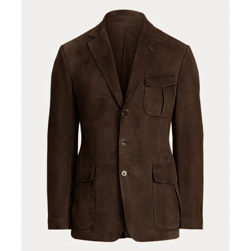 Men's Blazer Suede Casual Jacket Retro Design Single Breasted Notch Lapel Warm Coat For Autumn Winter Coat Formal Business Suit