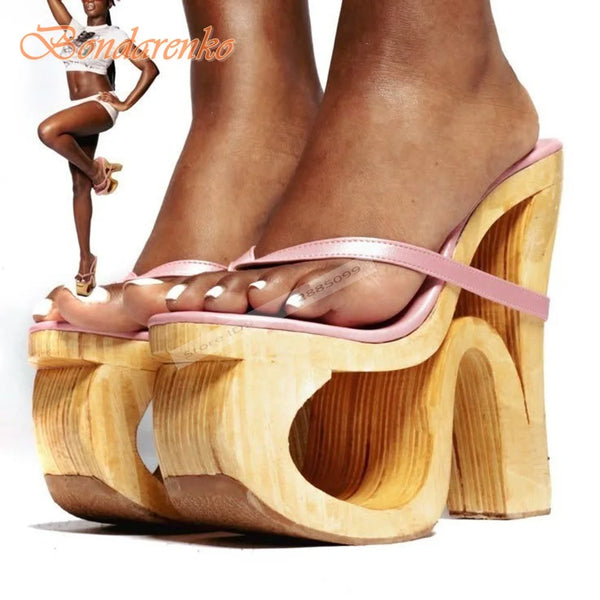 Strange Style High Heels Sandals Straps Slip On Hollow Sexy Ladies Sandals Summer Shoes Designer Party Casual Open Toe Fashion