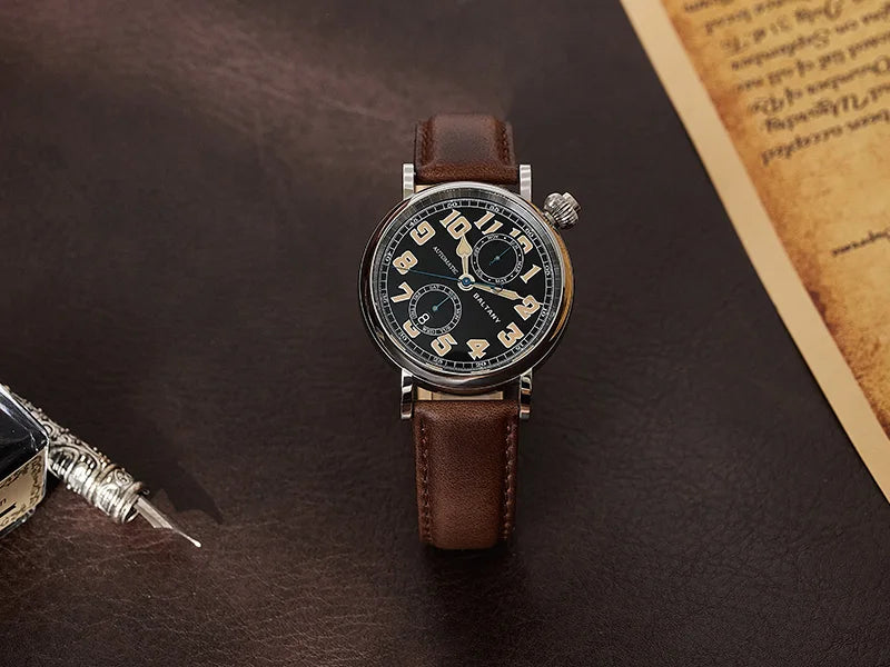 Baltany 2024 New 1935 S6047 Retro Men's Automatic Mechanical Watch Luxury Sapphire Waterproof 5Bar Super Glow C3 releoj hombre w