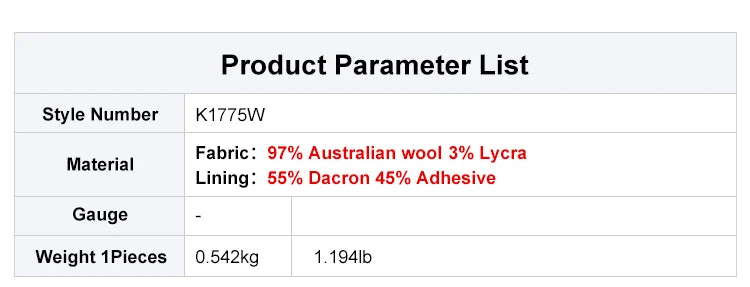 K1775W 97% Australian Wool Blazer For Women Ladies Suits Office Wear Formal Clothes Business Luxuy Clothing