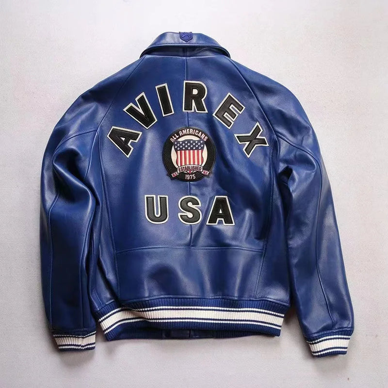 Europe US plus size Men Hip Hop Sheep skin Varsity Jacket Embroidered Diamond Classic Casual Sport genuine leather Coat clothing