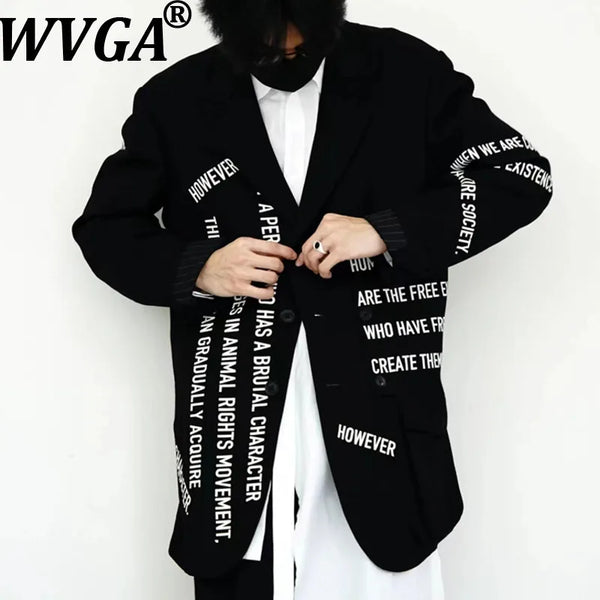 WVGA Spring Autumn New Man Yamamoto Style Darkwear Letter Printed Trendy Suit Coats Niche Chic Casual Multi-Pocket Blazer W12928