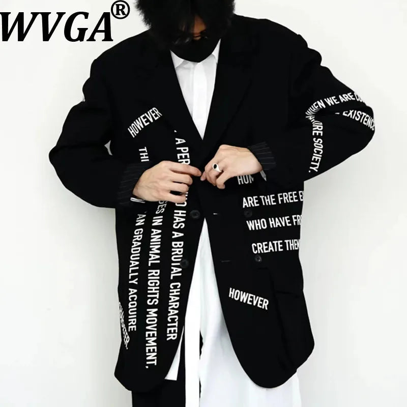 WVGA Spring Autumn New Man Yamamoto Style Darkwear Letter Printed Trendy Suit Coats Niche Chic Casual Multi-Pocket Blazer W12928