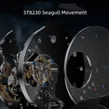 Seagull Tourbillon Men Watch ST8230 Manual Mechanical Vintage Skeleton Wristwatch Elegant Crocodile Strap Relogio Masculion 6144