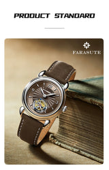 FARASUTE Tourbillon Sports Watch Men Luxury Watch Peacock Tourbillon Movement Sapphire Stainless Steel Waterproof Watch Relogio