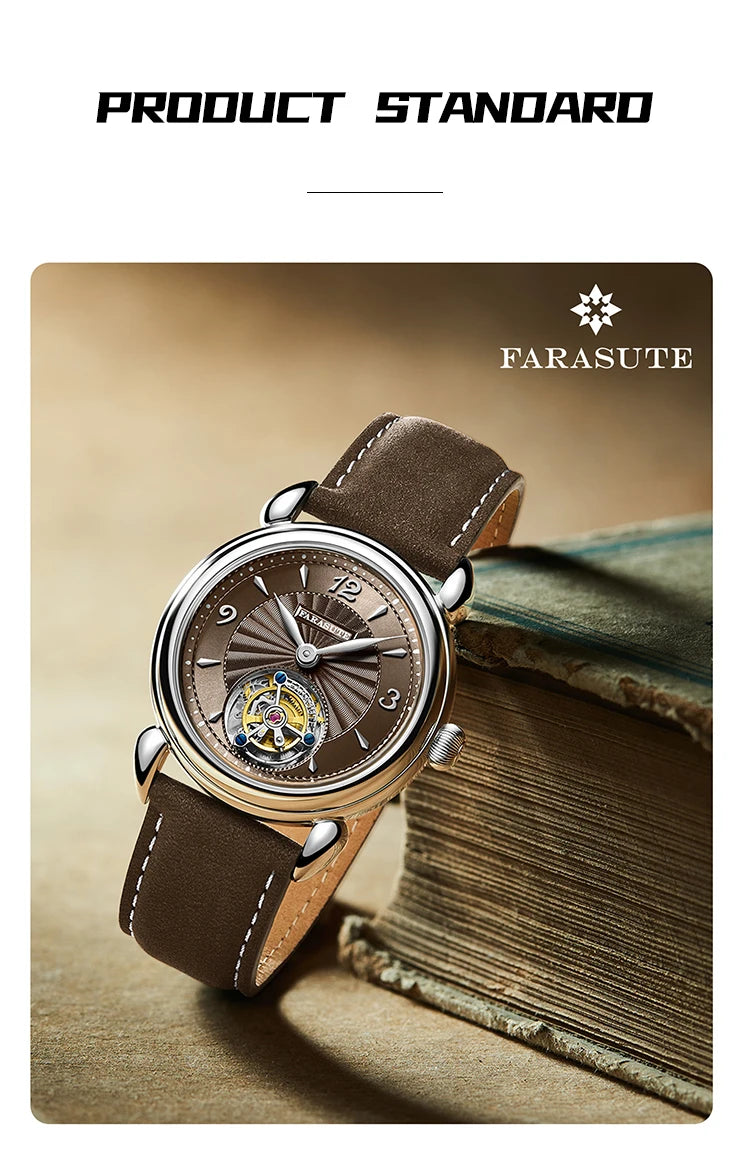 FARASUTE Tourbillon Sports Watch Men Luxury Watch Peacock Tourbillon Movement Sapphire Stainless Steel Waterproof Watch Relogio