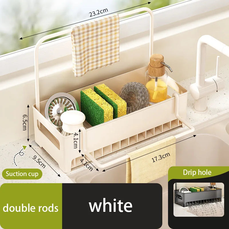 Kitchen Storage Rack Rag Drain Household Sink Sponge Shelf Faucet Dishwasher Sink Multi-function Storage Tool