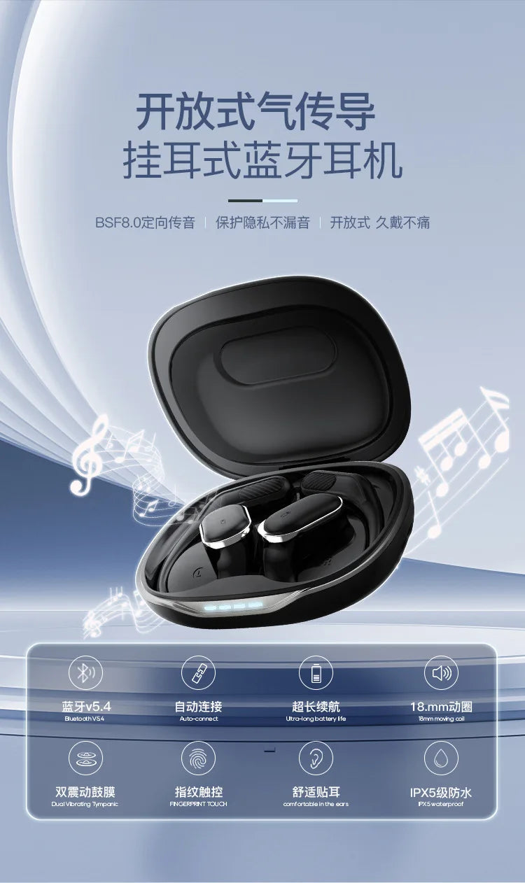 New intelligent digital noise reduction non in ear air conduction wireless earphones with ultra long battery Bluetooth earphones