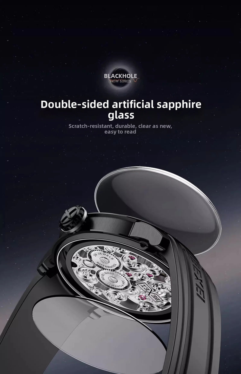 BEXEI 2025 skeleton synthetic sapphire manual tourbillon mechanical movement wrist watch for men Luxury  waterproof Reserve 36H
