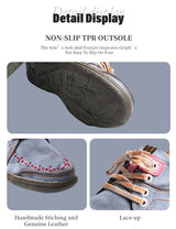 TMA EYES Women's Hand-Stitched Leather Sneakers Lightweight Flat Design Shoes For Women For Autumn Seasons