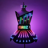 Full Color LED Dress Luminous Costume Nightclub Bar Singer Dj GoGo Women Glowing Skirt Sexy Lead Dancer Light Up Clothing Suits