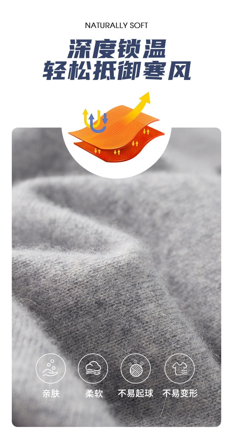 Men's POLO Collar Knitted Pullover Sweater 100% Cashmere Long Sleeved Shirt Casual Business Solid Color Men's Tops Autumn Winter