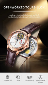 TOPHILL Fashion Waterproof Tourbillon Watches For Men Automatic Movement Self-wind Men's Mechanical Wristwatch Sapphire Glass