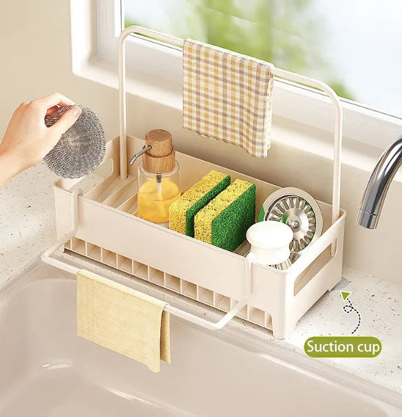 Kitchen Storage Rack Rag Drain Household Sink Sponge Shelf Faucet Dishwasher Sink Multi-function Storage Tool