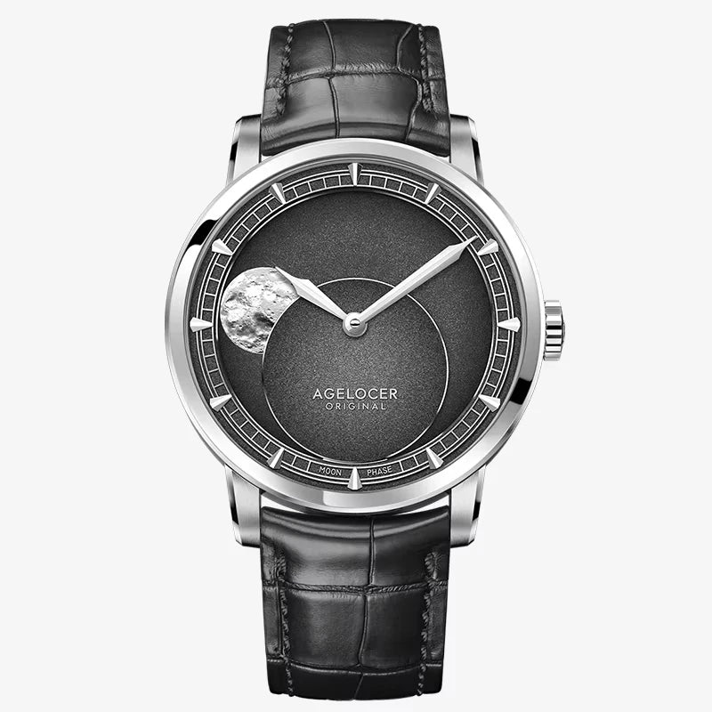 AGELOCER Original Astronomer Watch Men's Luxury Watch Automatic Mechanical 29.51-day Moon Phase Watch Birthday Gift for Men