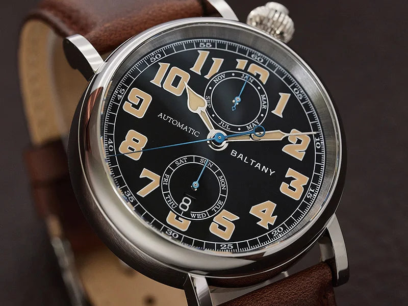 Baltany 2024 New 1935 S6047 Retro Men's Automatic Mechanical Watch Luxury Sapphire Waterproof 5Bar Super Glow C3 releoj hombre w