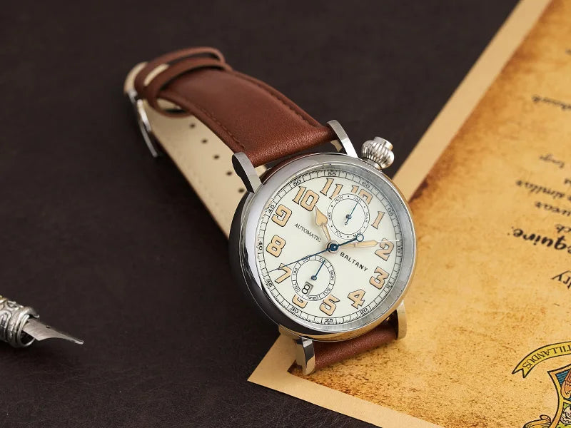 Baltany 2024 New 1935 S6047 Retro Men's Automatic Mechanical Watch Luxury Sapphire Waterproof 5Bar Super Glow C3 releoj hombre w