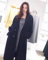 Women 100% Wool Coat For Winter Elegant Beautiful High Grade Brand Blends Double-breasted Office Woolen Overcoat XS With Belt