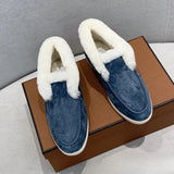 Fur Loafers Flat Shoes Women's Suede Slippers 2025 Quality Casual Shoes Women's Winter Wool Snow Boots