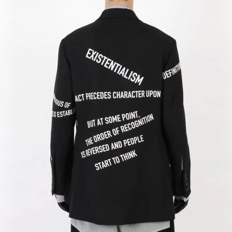 WVGA Spring Autumn New Man Yamamoto Style Darkwear Letter Printed Trendy Suit Coats Niche Chic Casual Multi-Pocket Blazer W12928