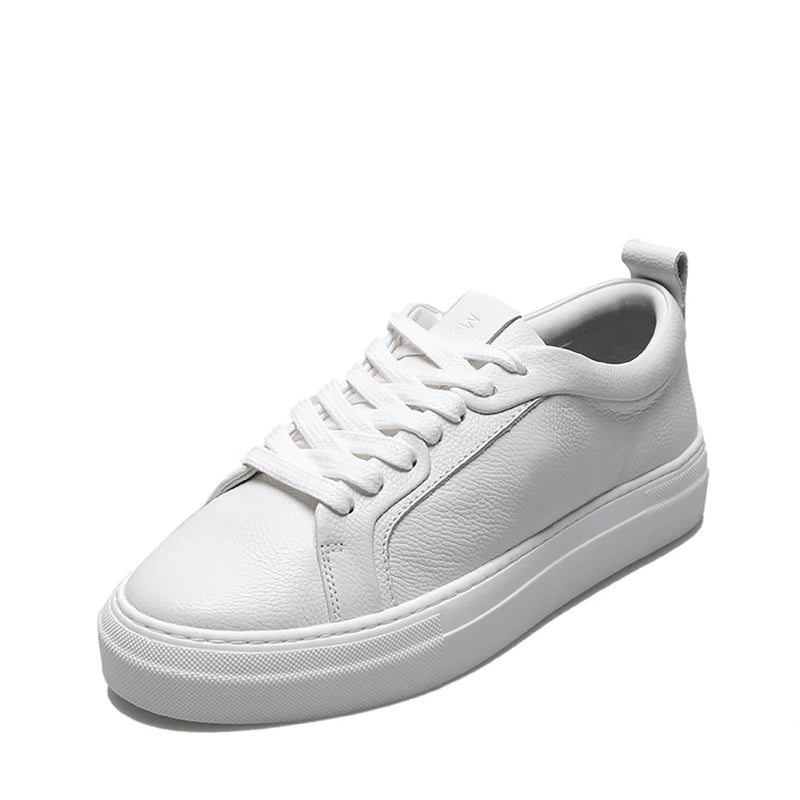 MOOQDAAX 2025 Spring Autumn England Style Fashion Genuine Leather Cowhide Casual Vulcanized Pure White Shoes Sneakers Woman