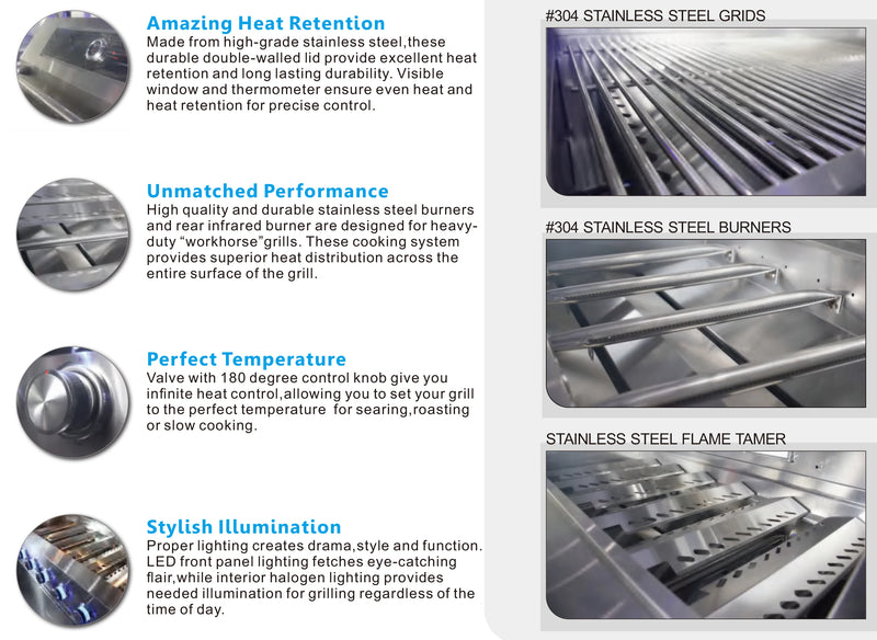 304 Stainless Steel Outdoor Kitchen Set with BBQ Grill, Sink,fridge , Storage Cabinets