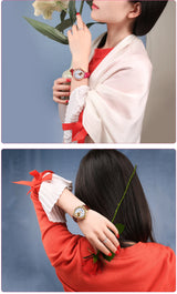 BERNY Luxury 18K Gold Mechanical Watch for Women Automatic Self-Wind Sapphire Ladies Wristwatch 72 Diamond 5ATM Skeleton Design