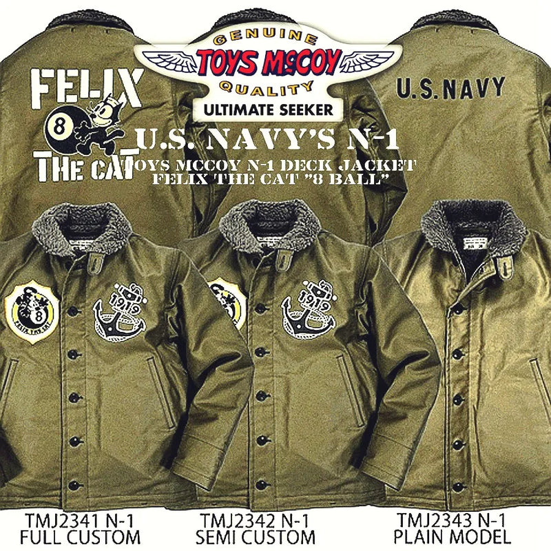TOYS (Felix) Black "8" US Initial N-1 Navy Model 1943 Deck Clipped Jacket
