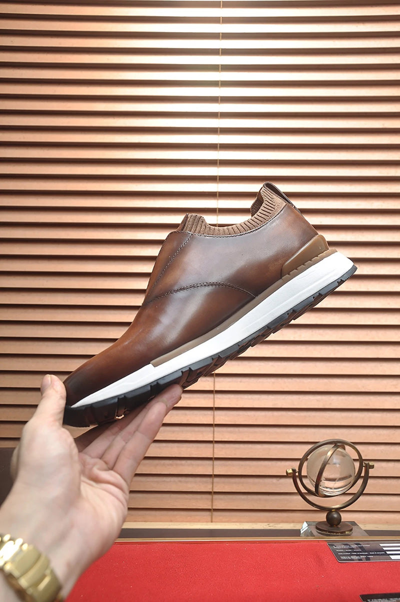 BLLIYOSS 1895 Men Shoes 2025 new Calf leather stitching  high quality Three dimensional relief sculpture Embossed badge pattern