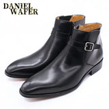 Comfy Genuine Leather Buckle Strap Ankle Boots Men’s Formal Business Office Daily Commute Wedding Party Travel Shoes