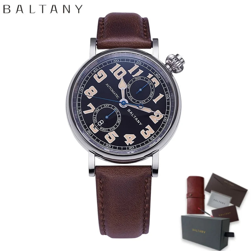 Baltany 2024 New 1935 S6047 Retro Men's Automatic Mechanical Watch Luxury Sapphire Waterproof 5Bar Super Glow C3 releoj hombre w