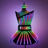 Full Color LED Dress Luminous Costume Nightclub Bar Singer Dj GoGo Women Glowing Skirt Sexy Lead Dancer Light Up Clothing Suits