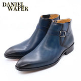 Comfy Genuine Leather Buckle Strap Ankle Boots Men’s Formal Business Office Daily Commute Wedding Party Travel Shoes
