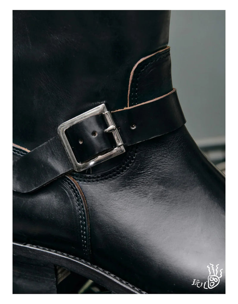 KOWM Cowhide Hiking shoes Brown trekking boots men Engineer's boots workwear goodyear shoes trendy ankle shoes walking sneakers