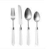 High End Diamond Series Knife, Fork and Spoon Set Flatware, 304 Stainless Steel, Gold and Silver Cutlery Serves 4