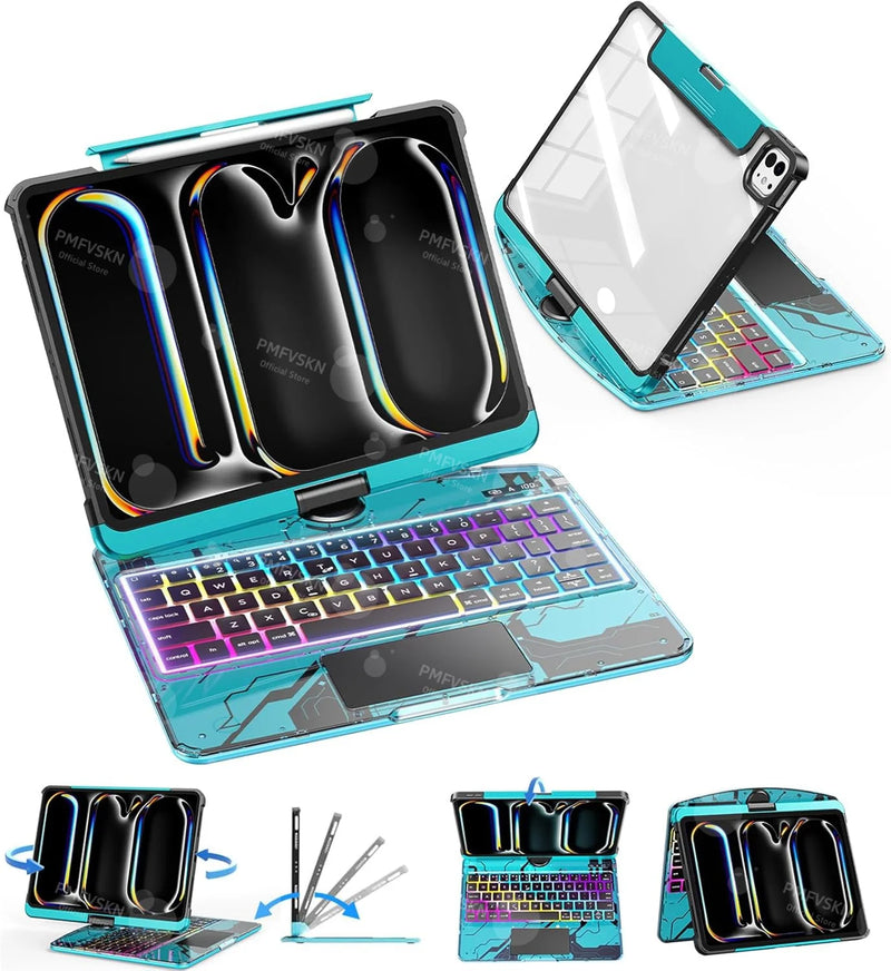 Bluetooth Magic Keyboard For iPad Air 11 13 2025 Air 5 4 iPad 11 A16 10th Gen Rotatable Case For iPad Pro 11 13 M4 Pro 12.9 2022