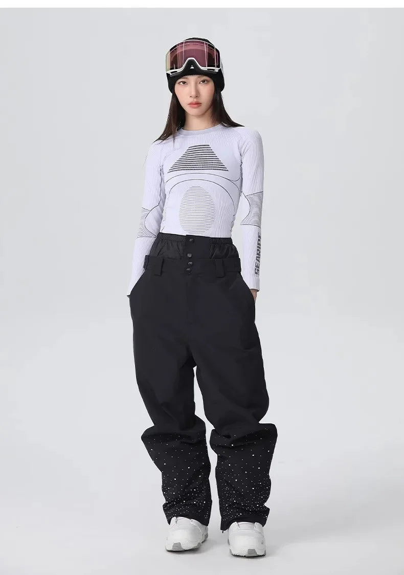 2025 Adult Fashion New Ski Suit Shirt Pants Winter Skiing Sports Windproof Waterproof Wear-resistant Warm Loose Women Ski Sets