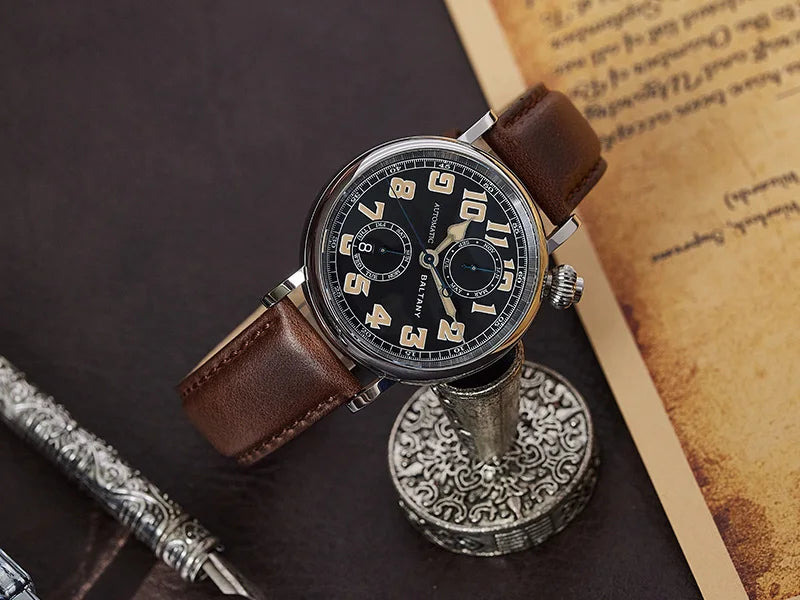 Baltany 2024 New 1935 S6047 Retro Men's Automatic Mechanical Watch Luxury Sapphire Waterproof 5Bar Super Glow C3 releoj hombre w