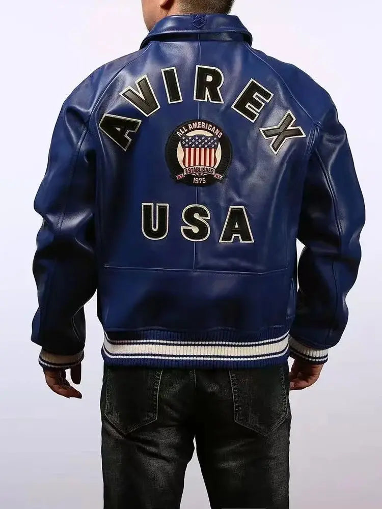 Europe US plus size Men Hip Hop Sheep skin Varsity Jacket Embroidered Diamond Classic Casual Sport genuine leather Coat clothing