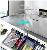 100 CM Large Size Single Slot Stainless Steel Kitchen Sink Multifunctional With Trash Can and Draining Rack Wash Vegetable Basin