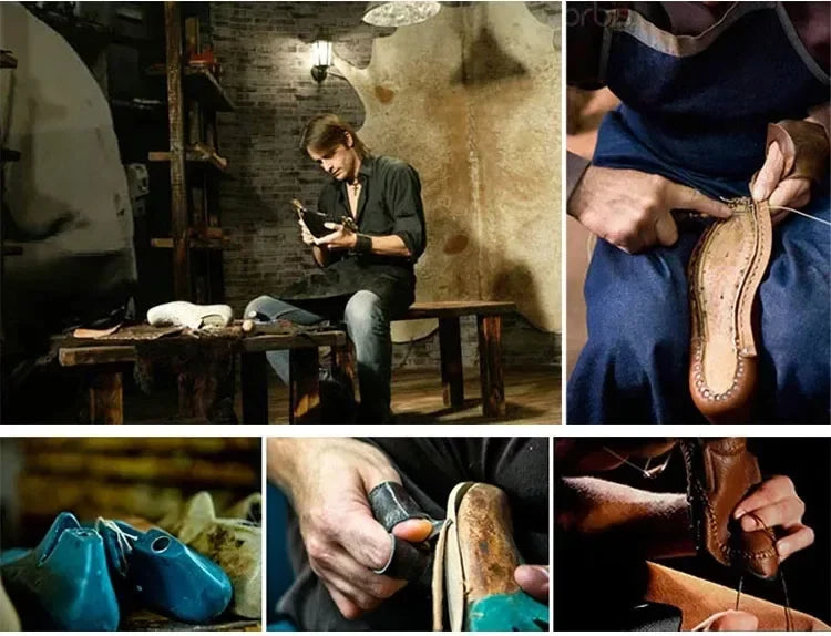 Mens Genuine Leather Loafers Summer Slip On Breathable Thick Sole Brogue Tassel Casual Dress Shoes