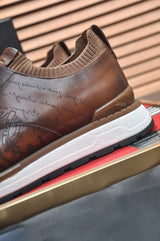 BLLIYOSS 1895 Men Shoes 2025 new Calf leather stitching  high quality Three dimensional relief sculpture Embossed badge pattern