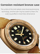 ADDIESDIVE AD2104 Retro Men's Watch CUSN8 Bronze Case Sapphire Automatic Mechanical Watch Watches Waterproof Luminous Wristwatch