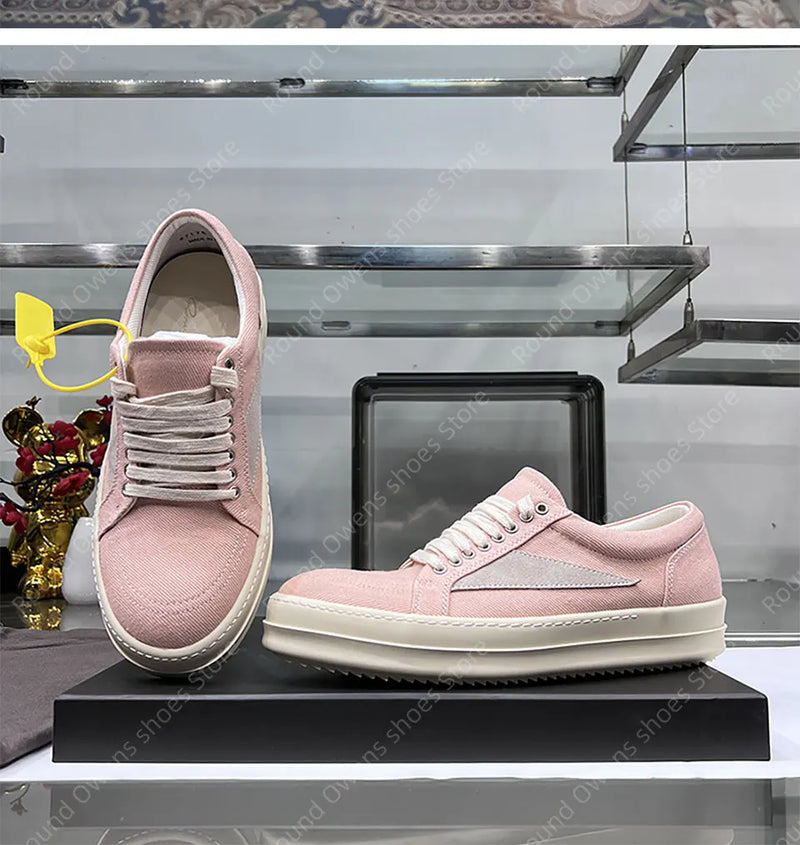 Women Low Top Casual Shoes Summer Breathable Retro Denim Lace Up Men Thick Sole Increase Height Ro Luxury Designer Flat Sneakers