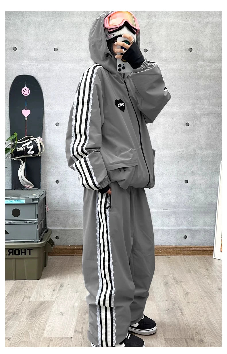 John Snow Fashion Waterproof Ski Suit Warm Breathable Snow Jacket And Pants For Men And Women Outdoor Sports Snowboard Clothing